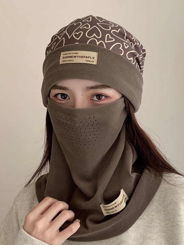 围脖女冬季保暖骑行开车运动防风面罩防寒加绒加厚套头帽子套装男