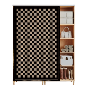 柜子衣柜遮挡帘橱柜门帘滑轨拉帘简易书柜遮丑杂物鞋架防尘布帘子