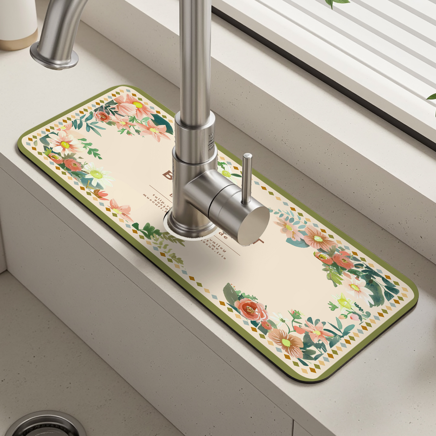 美式复古厨房洗手台水龙头台面家用防滑溅吸水垫家用洗碗池沥水垫