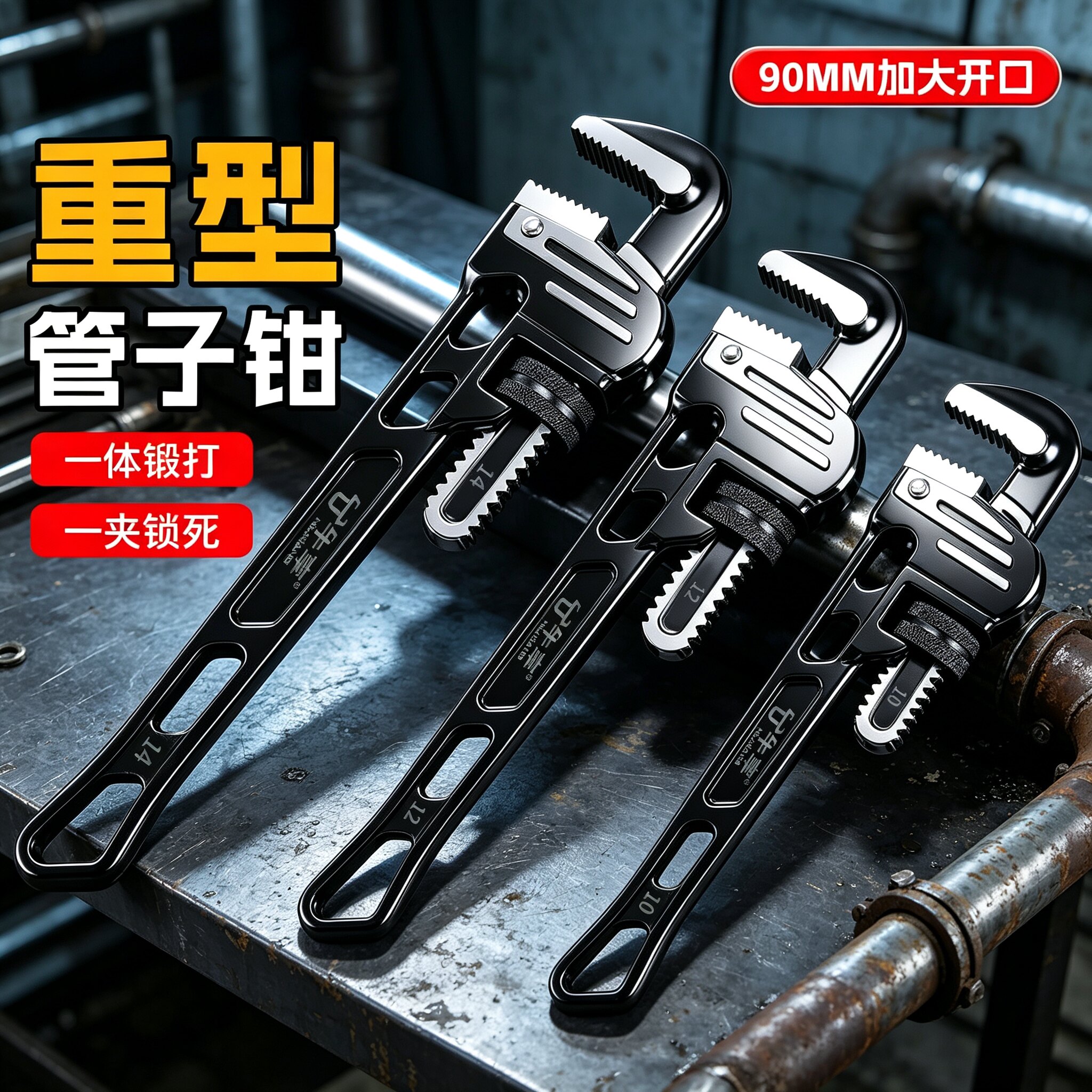 重型管子钳扳手大号万用水管钳子扳手多功能工业家用管钳喉钳