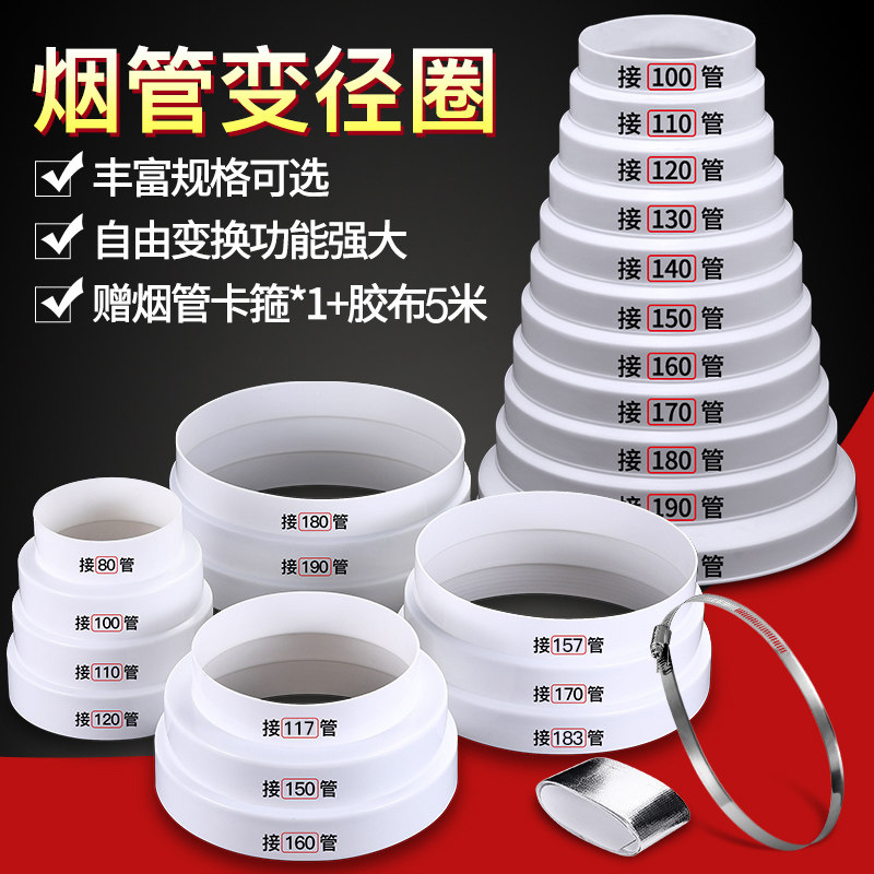 油烟机铝箔排烟管变径圈厨房烟道排风管转换头止逆阀变径直通接头