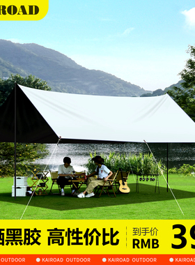 黑胶天幕帐篷户外加厚防晒涂层蝶形遮阳棚野营便携全套露营装备YO