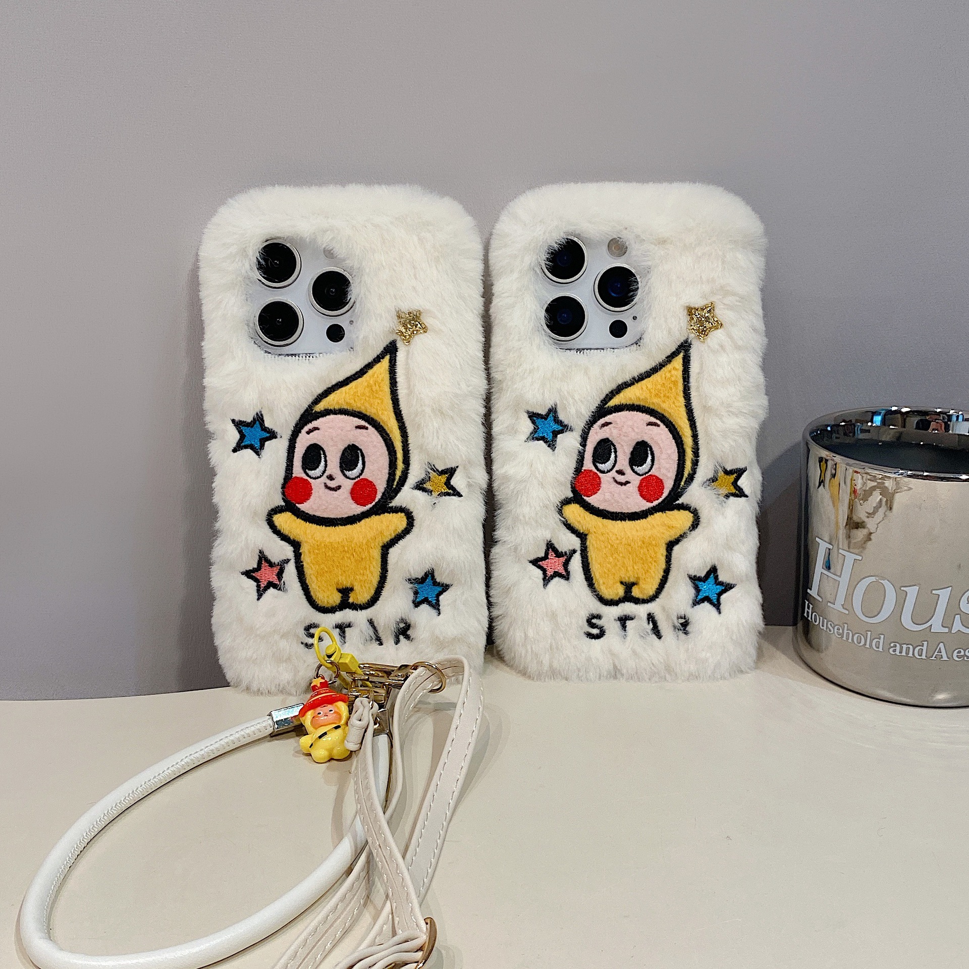 秋冬款星星人毛绒手机壳少女心