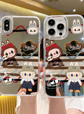 新款17promx手机壳泡泡玛特手机壳卡通苹果15pro镜面labubu13promax拉布布手机壳可爱iPhone16promx保护套13