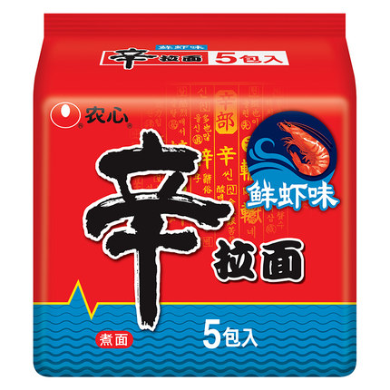 农心辛拉面鲜虾五连包120g*5袋泡面方便面食品整袋装