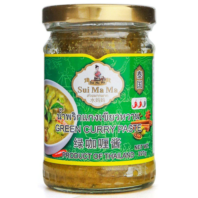 泰国进口水妈妈绿咖喱酱泰式咖喱饭调料调味品227克家用青咖喱酱