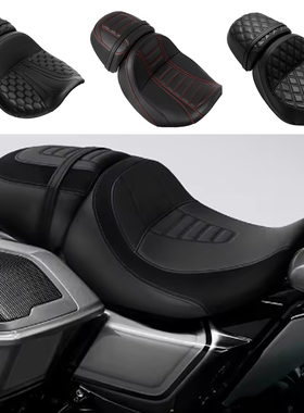 适用哈雷117大道滑翔公路滑翔CVO121ST改装分体坐垫 加装前后坐垫
