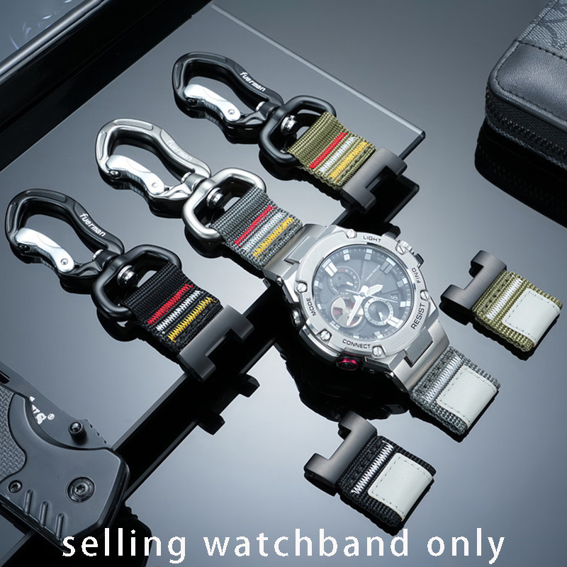 幸福雨适用卡西欧GST-W300G S130 B100系列快拆挂环尼龙手表带