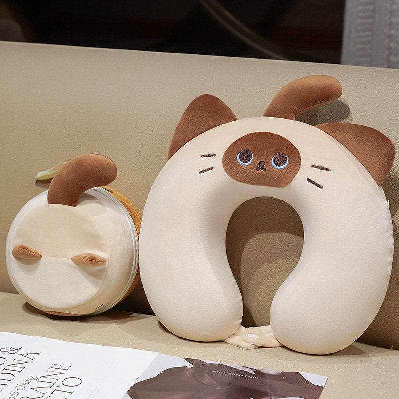 卡通暹罗猫U型枕午睡枕 护颈脖子便携旅行飞机靠枕办公室午睡神器