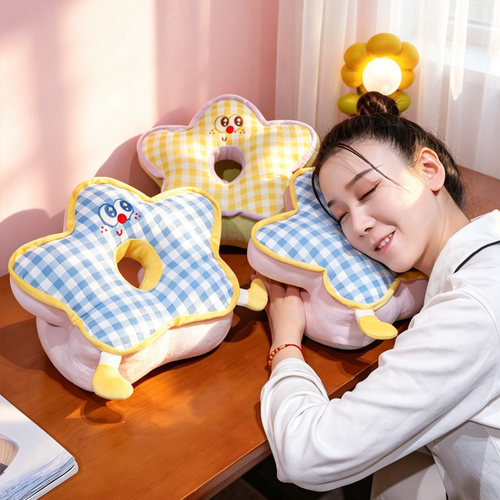 可爱格子星星夏季趴睡午睡枕