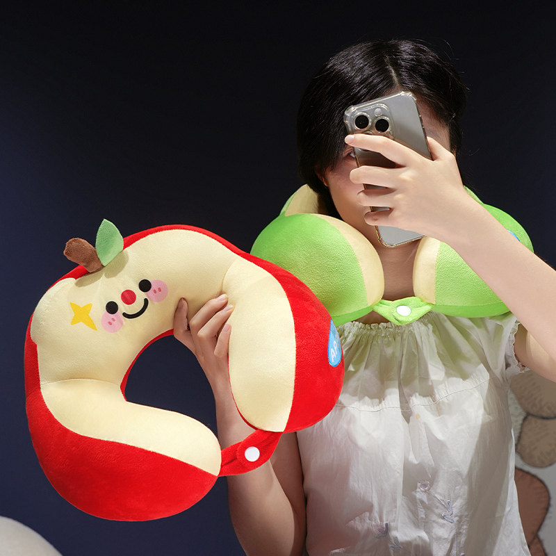 卡通苹果驼峰u型枕飞机坐车便携