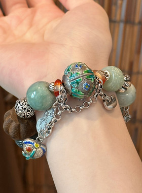 925银翡翠A货算盘珠复古百搭手链女国风新中式手串饰品小众设计