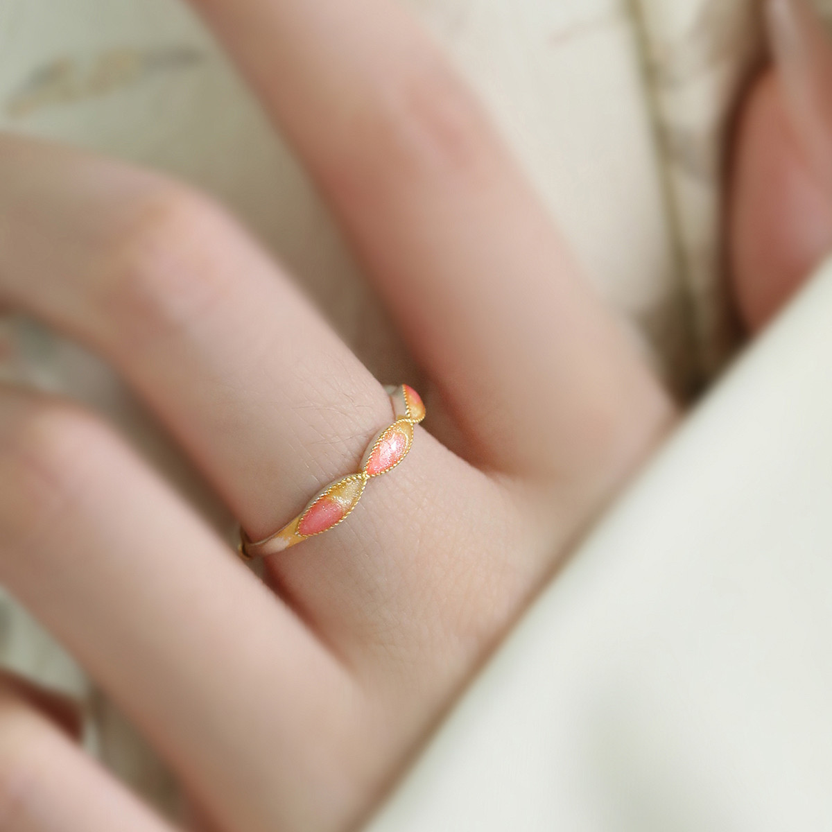 足银复古国风树叶戒指女小众设计新中式指环高级感食指尾戒