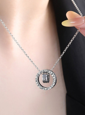 925银圆环项链女中性风锁骨链女轻奢高级感小众设计链子毛衣链