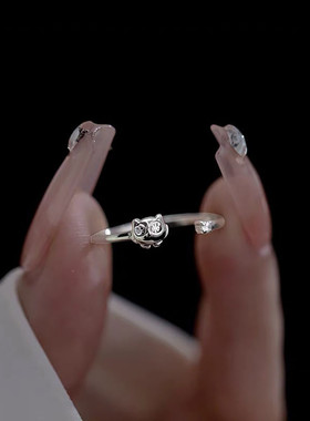 925银猫头鹰开口戒指2025年可调节指环小清新百搭精致饰品