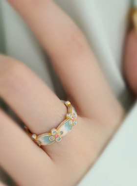 999足银民族风花朵戒指女2025指环小众设计高级感尾戒新中式指环