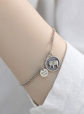 925银大象手链女中性风手环潮流港风高级感小众设计手环