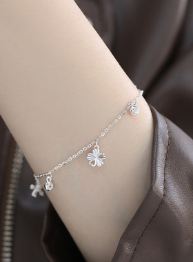 925银花朵手链女休闲风首饰女轻奢高级感新年小众设计