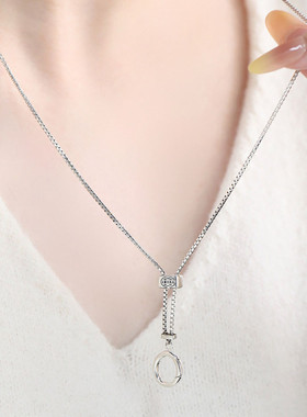 925银圆形项链女中性风锁骨链女轻奢高级感小众设计链子毛衣链