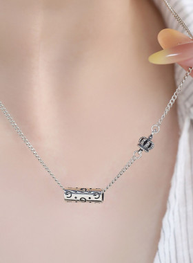 925银皇冠项链女休闲风锁骨链女轻奢高级感小众设计链子毛衣链