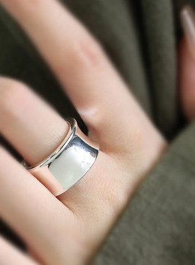 足银圆圈INS风戒指女小众设计指环高级感食指尾戒