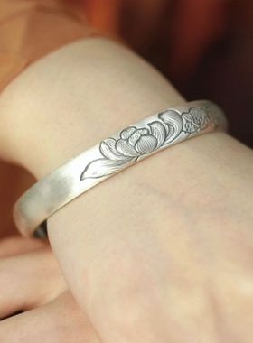 新中式民族风手镯女999足银