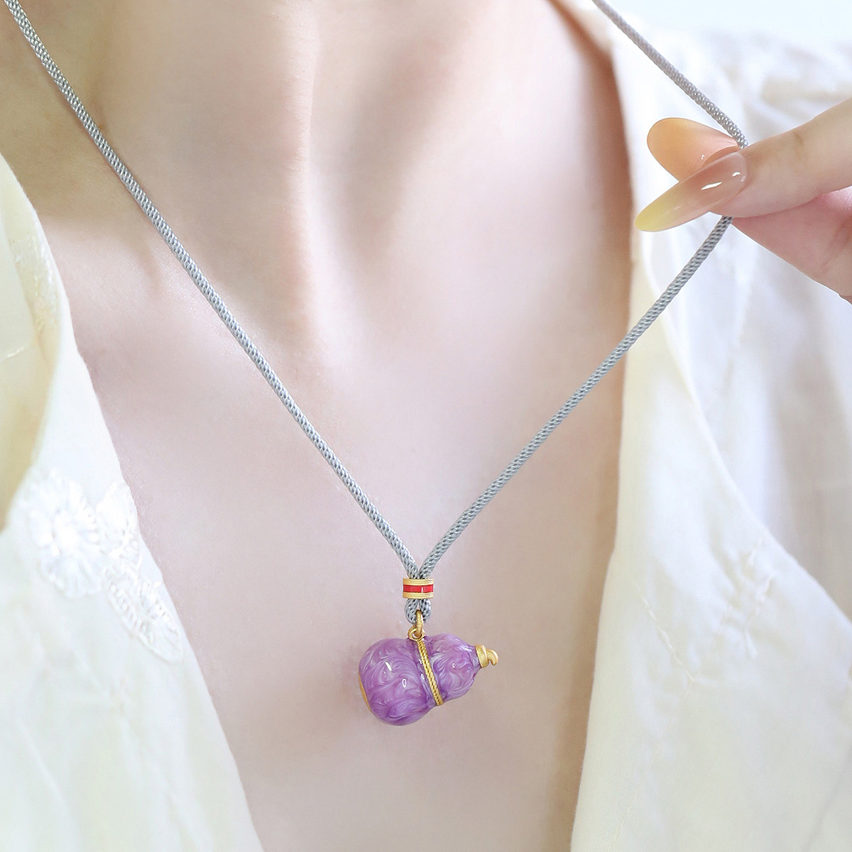 999足银葫芦国潮风项链锁骨链女轻奢高级感小众设计毛衣链