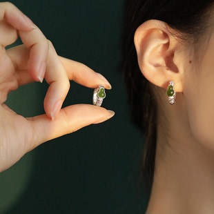 S925纯银复古国风葫芦新中式民族风气质耳环小众时尚新款耳扣女