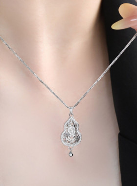 925银葫芦项链女民族风锁骨链女轻奢高级感小众设计链子毛衣链