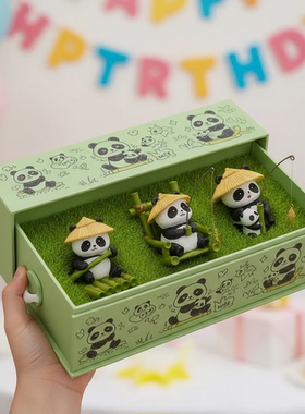 可爱熊猫公仔摆件卡通装饰品