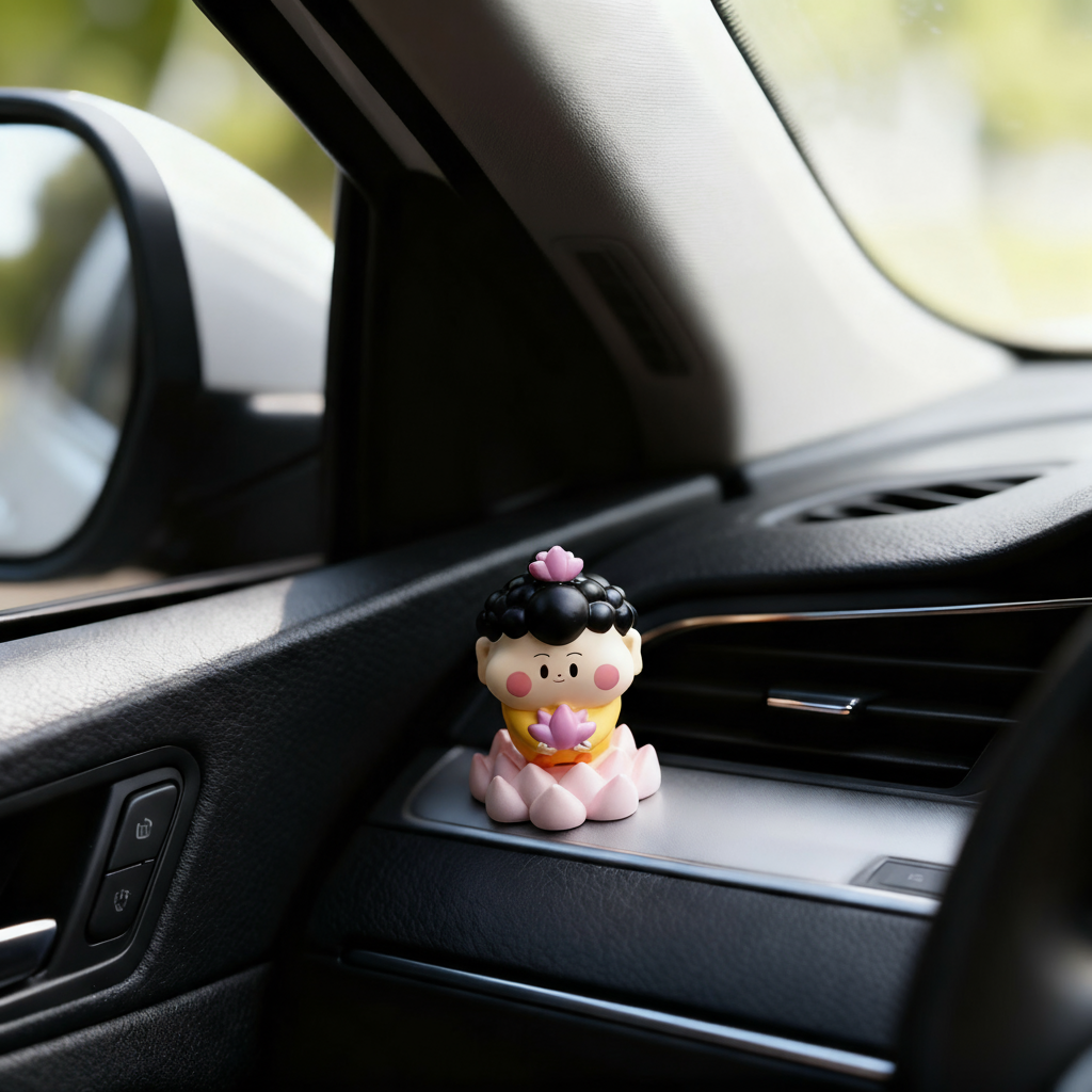 手工莲花佛陀车载摆件