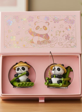 可爱熊猫装饰摆件套装