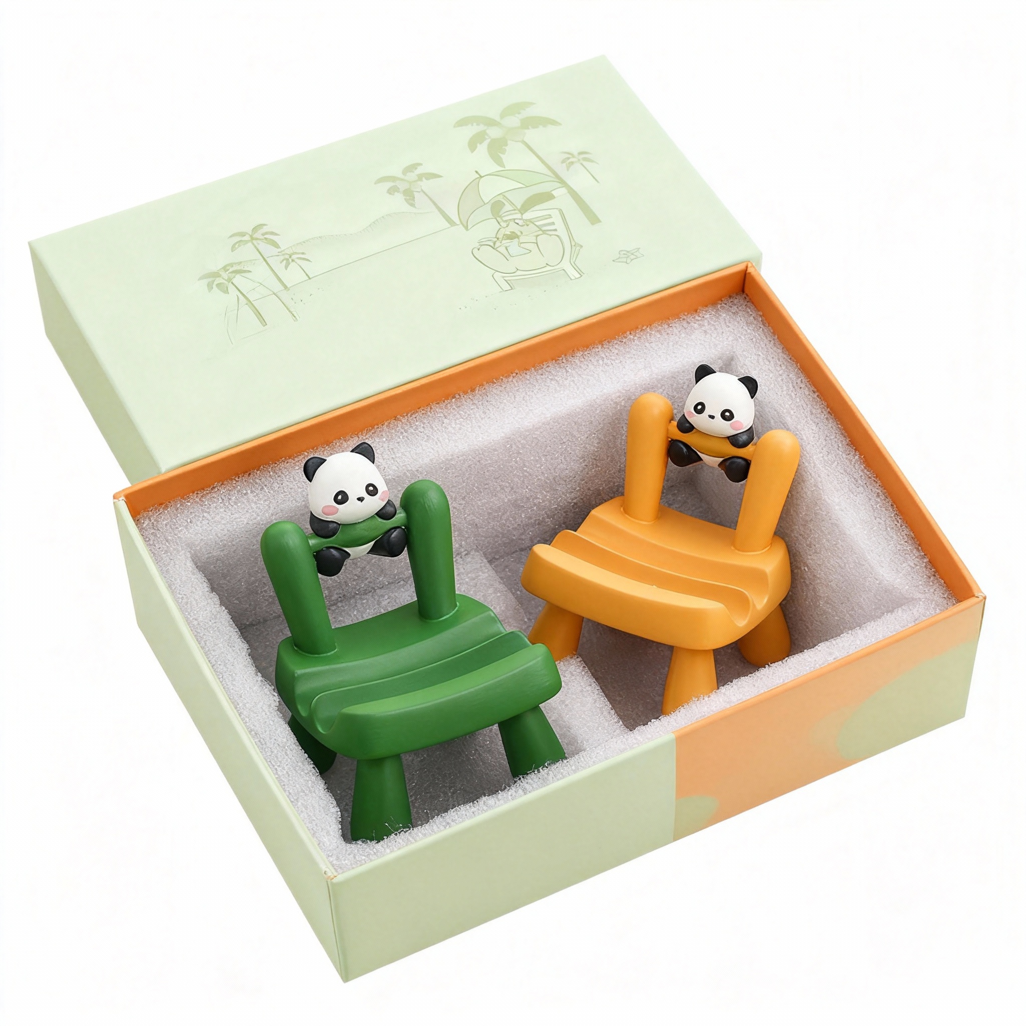 创意卡通熊猫小椅子摆件礼盒装