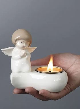 陶瓷天使烛台摆件氛围灯