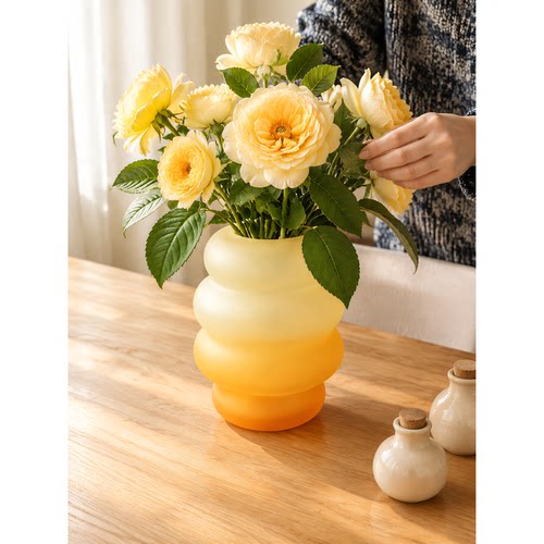 暖阳渐变橙花瓶客厅玄关摆件