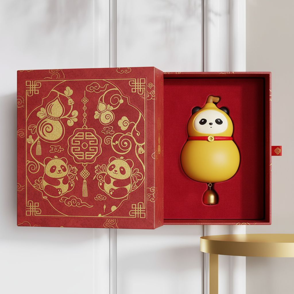 国学熊猫摆件礼盒装传统纹样吉祥寓意学习装饰品