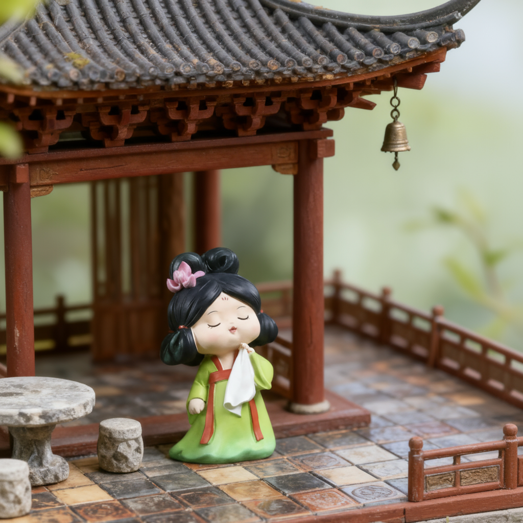 手工古风仕女3D模型摆件