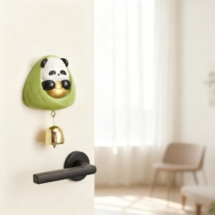 可爱熊猫门铃挂件家居装饰摆件卡通造型门把手铃铛