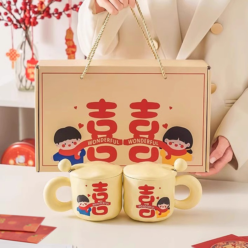 创意陶瓷杯带盖对杯情侣咖啡杯