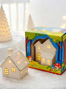 圣诞小房子陶瓷装饰摆件