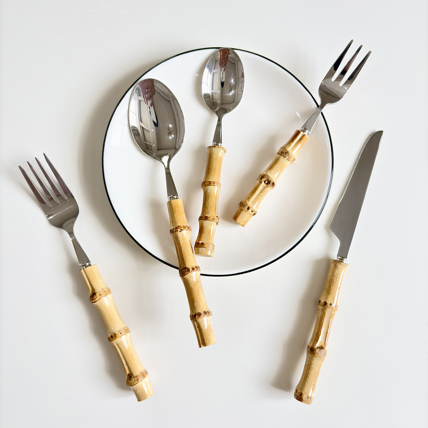 304不锈钢餐具竹节柄勺子高颜值西餐刀叉勺套装商用甜品勺子调羹,餐饮具,西餐餐具套装,淘宝优惠券,粉丝福利购,淘宝优惠卷