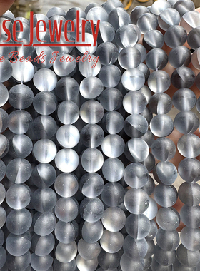 磨砂黑白色闪光玻璃散珠 黑白闪光玻璃圆珠 散珠diy手链项链耳饰