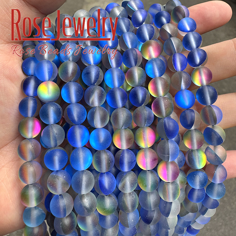 磨砂深蓝色闪光玻璃散珠 深蓝闪光玻璃圆珠 散珠diy手链项链耳饰