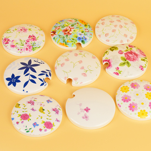 9.9元4个 单独陶瓷杯盖子配件单卖圆形带缺口大口径马克杯杯盖