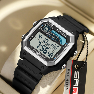 2025新款方形手表男款男生高中学生防水夜光闹钟电子手表运动专用