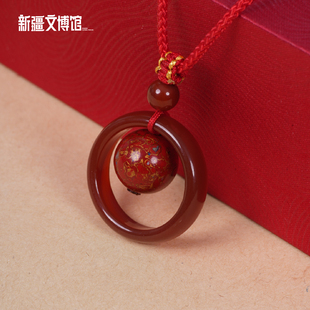 新疆文博馆时来运转玛瑙碧玉吊坠小众项链锁骨链送气质新年礼物