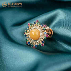 新疆博物馆金丝玉宝相花胸针耳饰生日礼物送女生妈妈情侣圣诞礼品