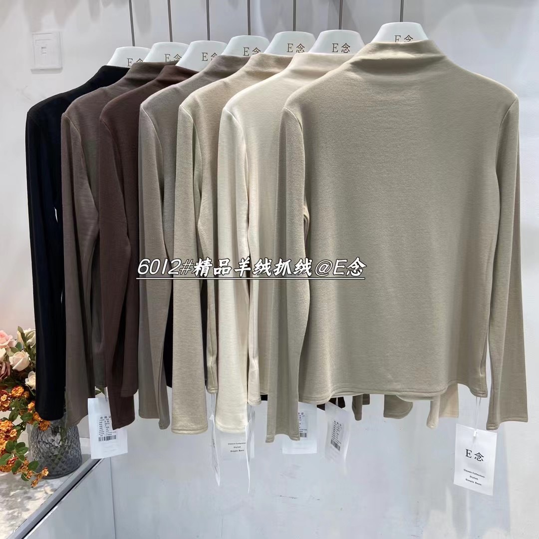 E念6012秋冬新款精品羊绒加绒立领半高领打底衫上衣内搭长袖小衫