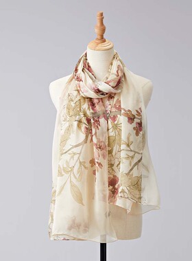 SAINTJOY/上久楷夏季真丝长巾 桑蚕丝 琼圃霏香 CJS23036