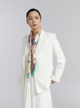 SAINTJOY/上久楷 真丝方巾 链锁千羽 FJS24011